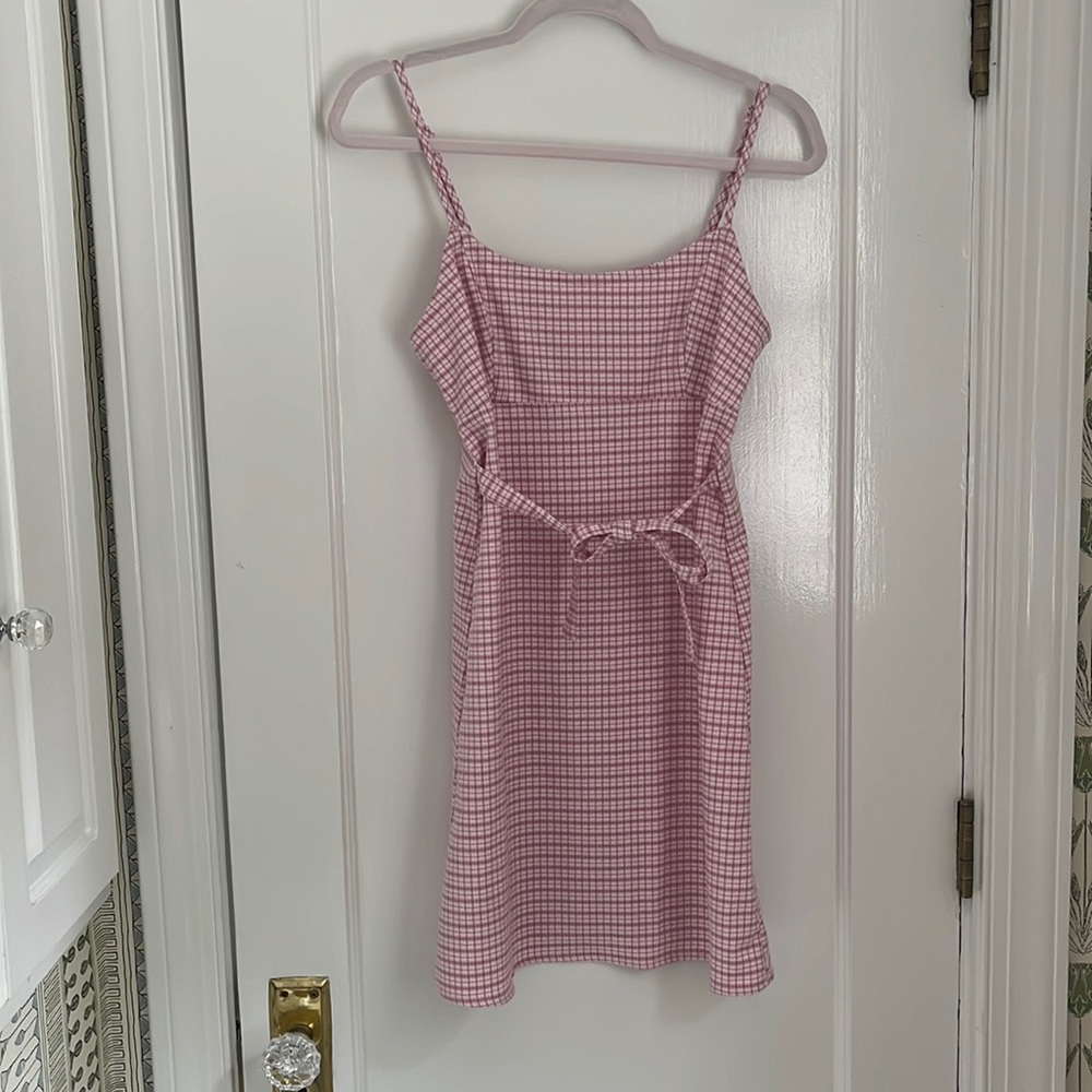 Brandy Melville pink plaid mini dress